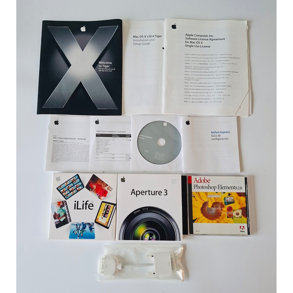 Vintage Apple Mac Software Lot iLife 08 Aperture 3 Photoshop Elements AirPort